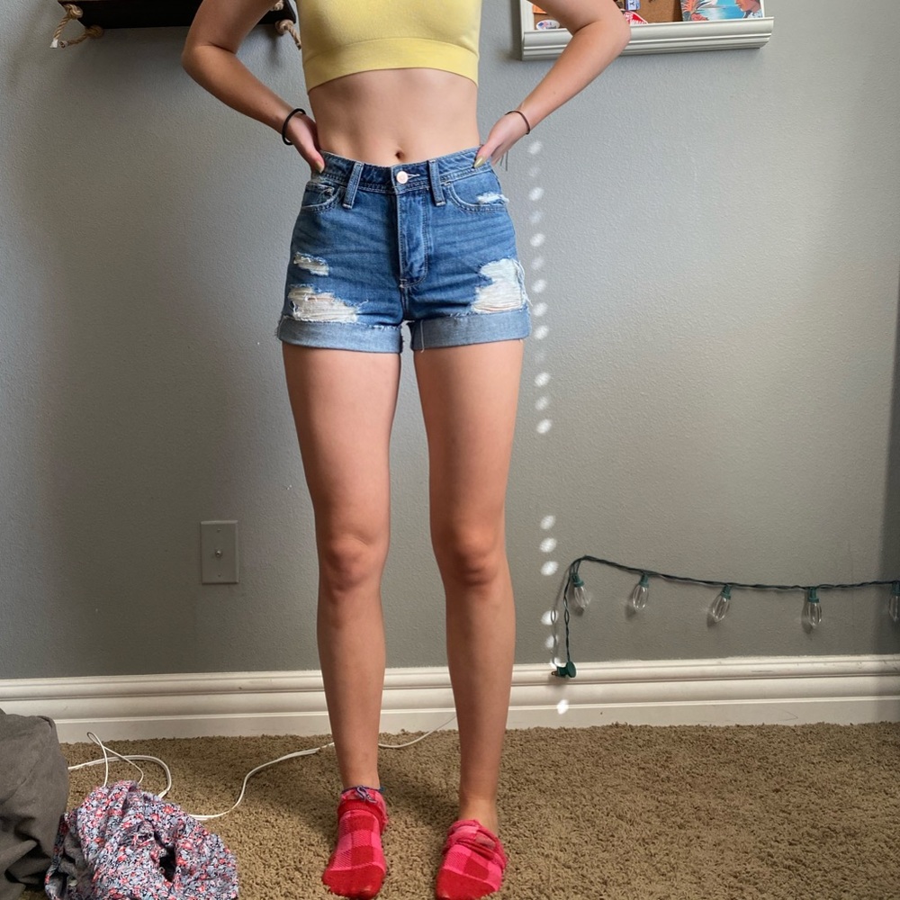 jean shorts.